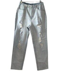 Wild Fable Light Wash Distressed Highest Rise Curvy Mom Jeans Size 10/30 Waist